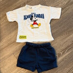Zara Mickey Mouse Fun Day Set - White and Navy